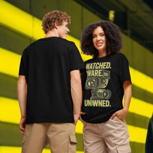 Alternative view of ZYPHAX™ “WATCHED. AWARE. UNOWNED.” Black Streetwear T-Shirt – Premium Organic Cotton