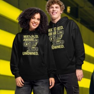 Alternative view of ZYPHAX™ Black Oversized Streetwear Hoodie – “WATCHED. AWARE. UNOWNED.” Organic Cotton