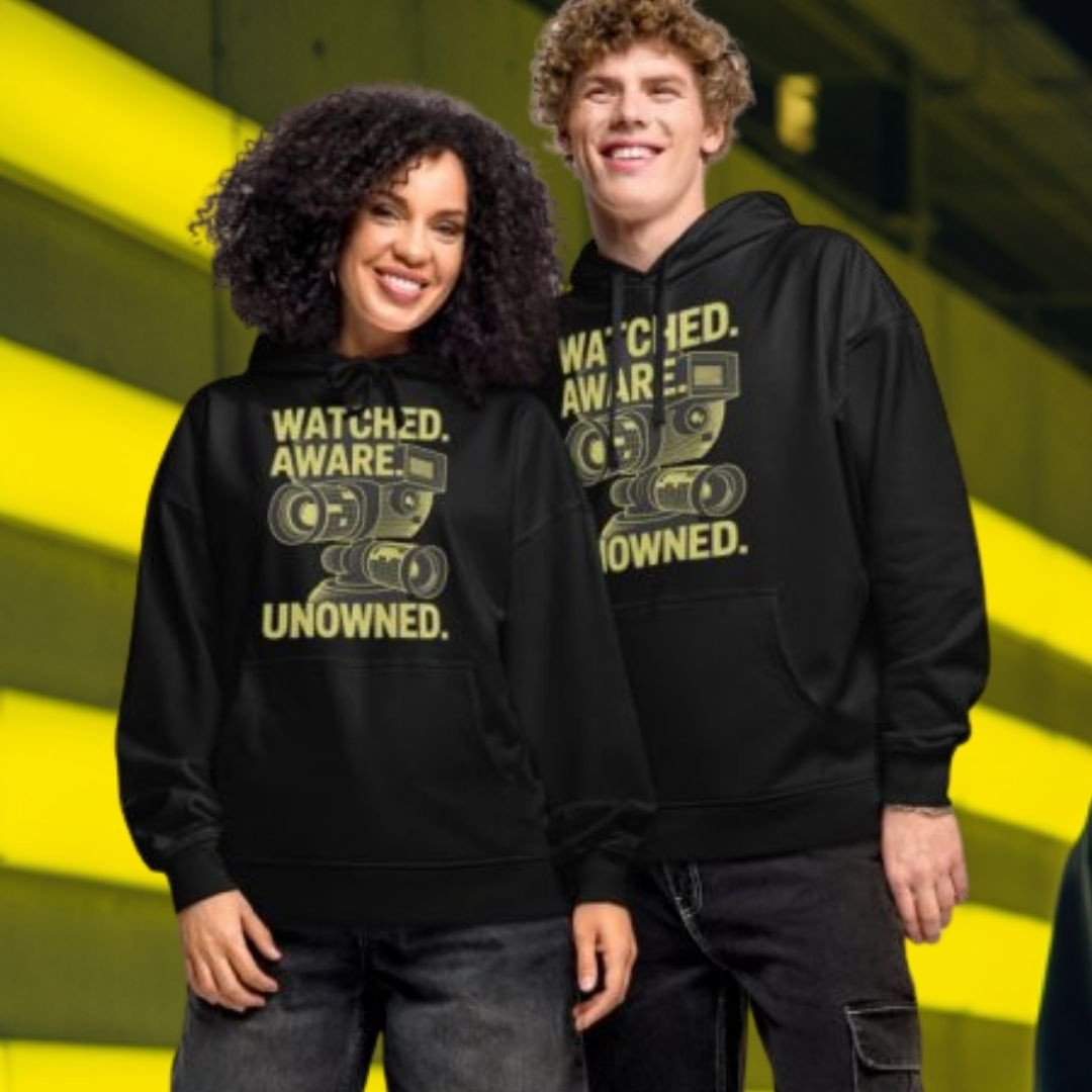 ZYPHAX™ Black Oversized Streetwear Hoodie – “WATCHED. AWARE. UNOWNED.” Organic Cotton - Image 2